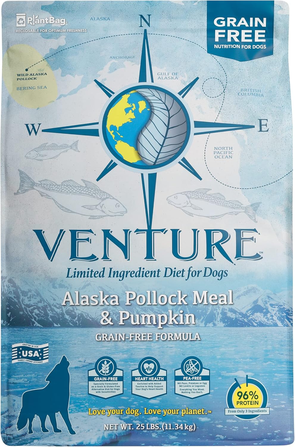 Earthborn Holistic Venture Alaska Pollock Meal & Pumpkin Dry Dog Food - 25 lbs