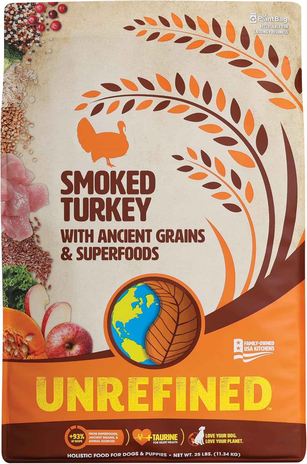 Earthborn Holistic Unrefined Smoked Turkey with Ancient Grains & Superfoods Dry Dog Food - 25 lbs