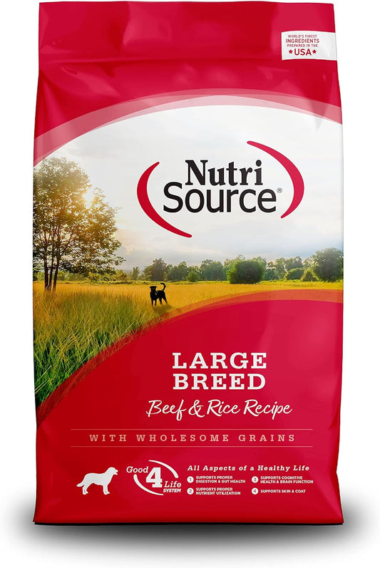 NutriSource Large Breeds Beef and Rice Recipe With Wholesome Grains Dry Dog Food - 26 Lb