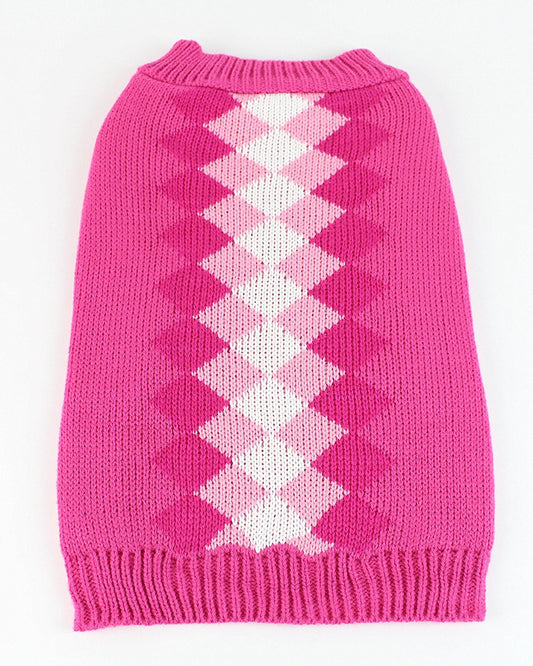 Midlee Argyle Dog Sweater - Pink