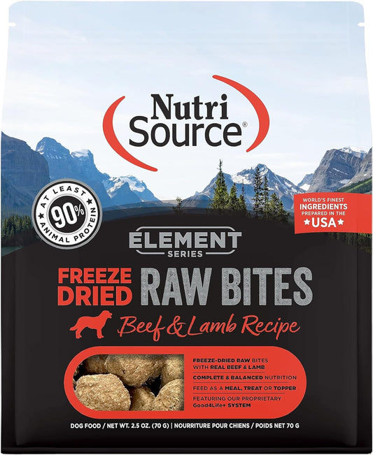 NutriSource Element Series Beef and Lamb Freeze Dried Raw Bites Dog Food - 2.5 Ounce