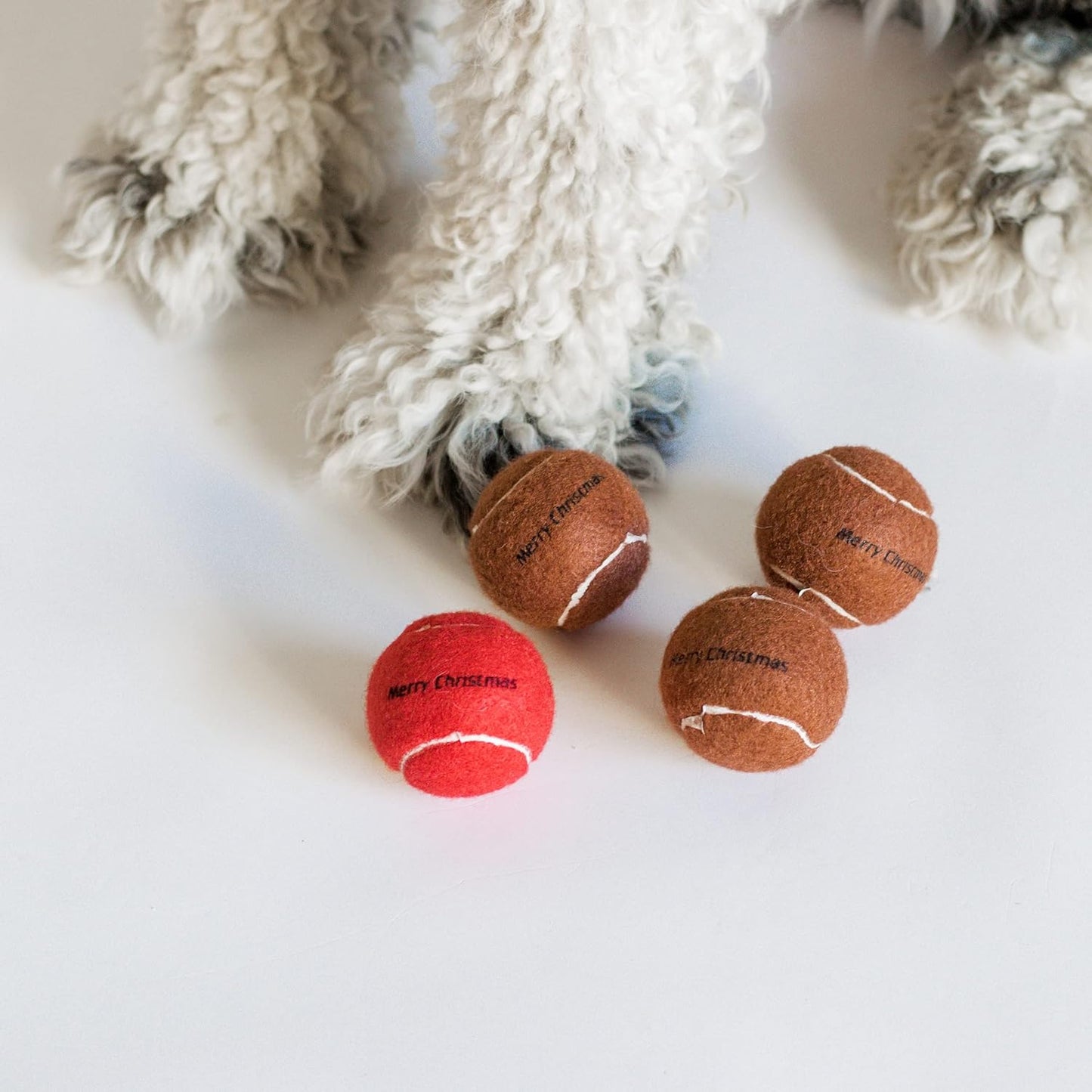 Midlee Red Nose Christmas Mini Dog Tennis Balls
