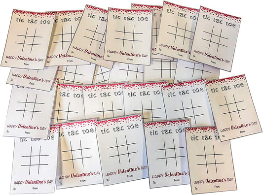 Midlee Tic Tac Toe Valentine's Day Classroom Exchange Gift with Crayons- Pack of 24