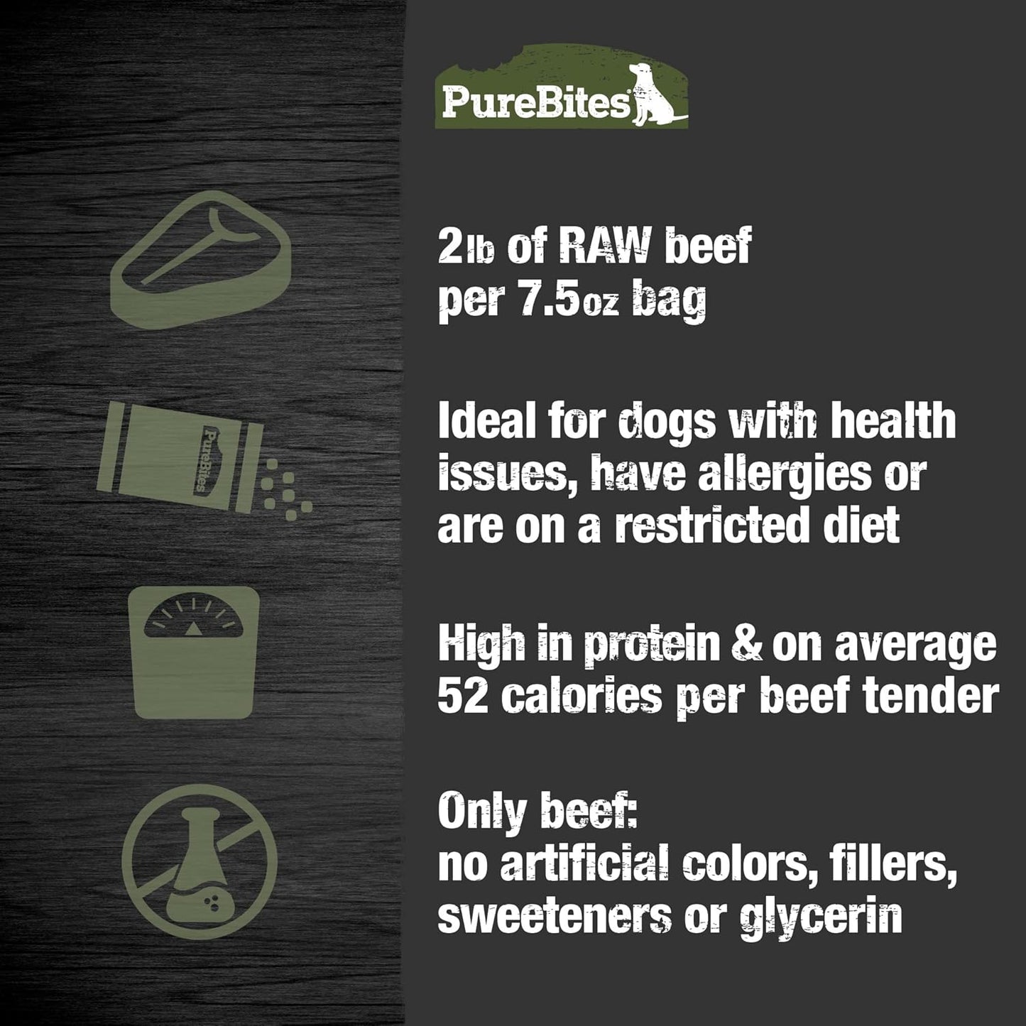 PureBites Beef Jerky Dog Treats, 1 Ingredient, 7.5oz