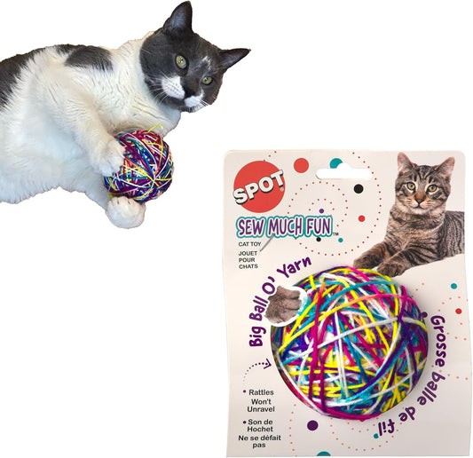 ETHICAL/SPOT Sew Much Fun Yarn Ball Cat Toys - 3.5" (1 pk)