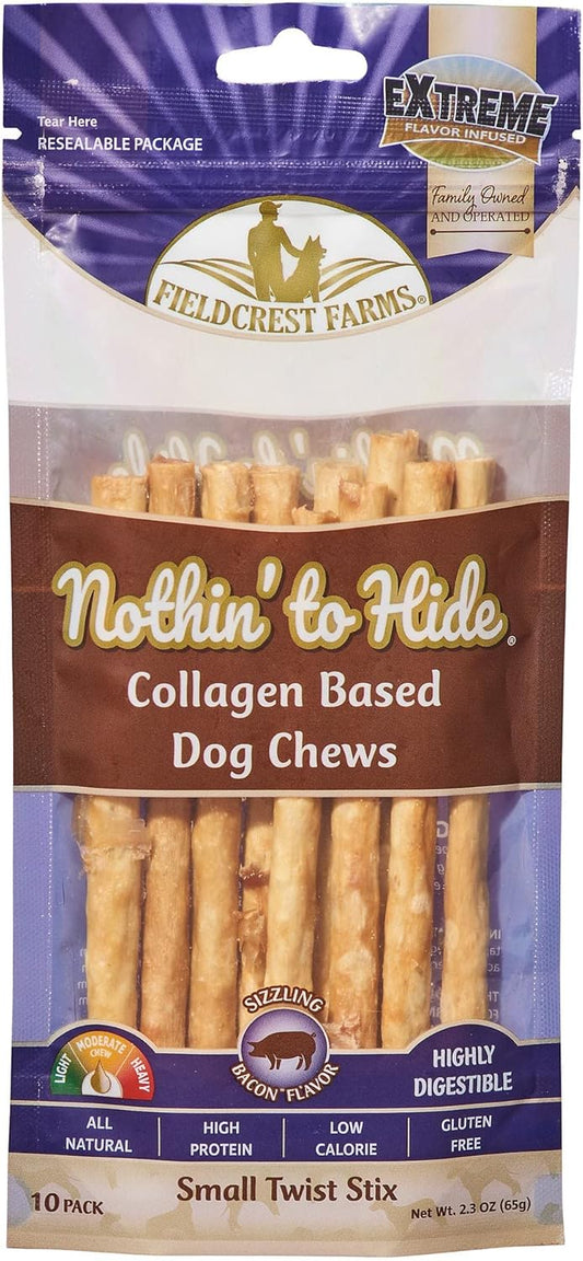Fieldcrest Farms Nothin’ To Hide 6" Bacon Flavor Twist Stix Dog Treats (Pack of 10)