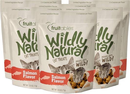 Fruitables Wildly Natural 2.5 Ounce Grain Free Salmon Treats for Cats Pack of 6