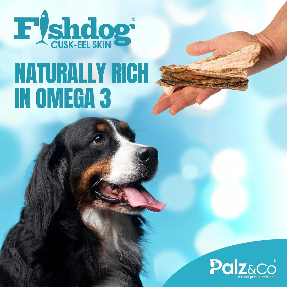 Palz&Co Fishdog Cusk-EEL Fish Skin Dog Treats 2.5oz - Wild Caught Single Ingredient Fish Chews for Dogs, Grain Free Hypoallergenic