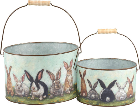 Primitives by Kathy Garden Bunny Friends Bucket Set