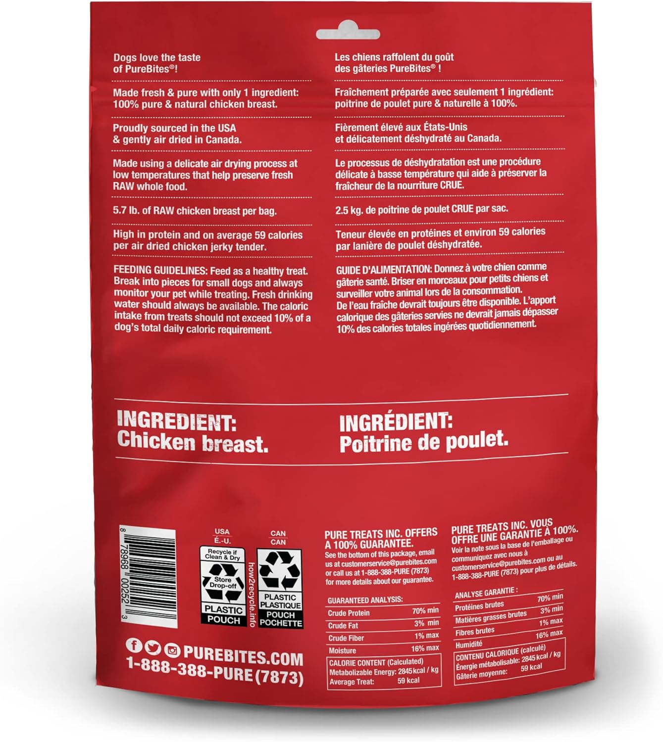 PureBites Chicken Jerky Dog Treats, 1 Ingredient, 21.1oz