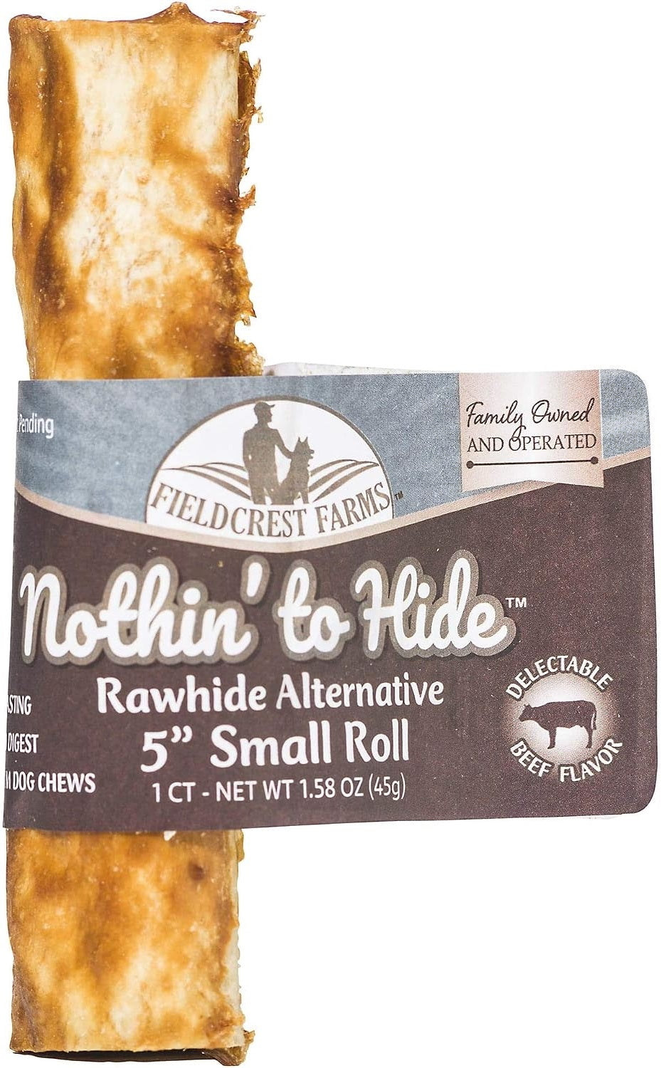 Fieldcrest Farms Nothin' To Hide Small Roll 5-inch Beef Flavor Dog Chew, 1pk