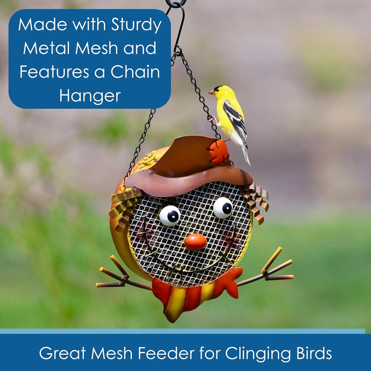 Gift Essentials Metal Assorted Scarecrow Mesh Bird Seed Feeder - 9"