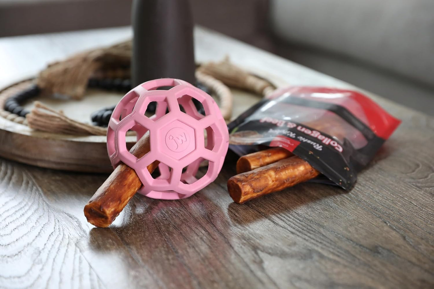 JW Pet Hol-ee Roller Rubber Dog Toy - Small (3" Diameter) Pink