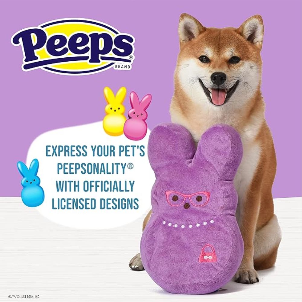 Peeps for Pets Plush Bunny Purple Lady Squeaky Dog Toy - Medium