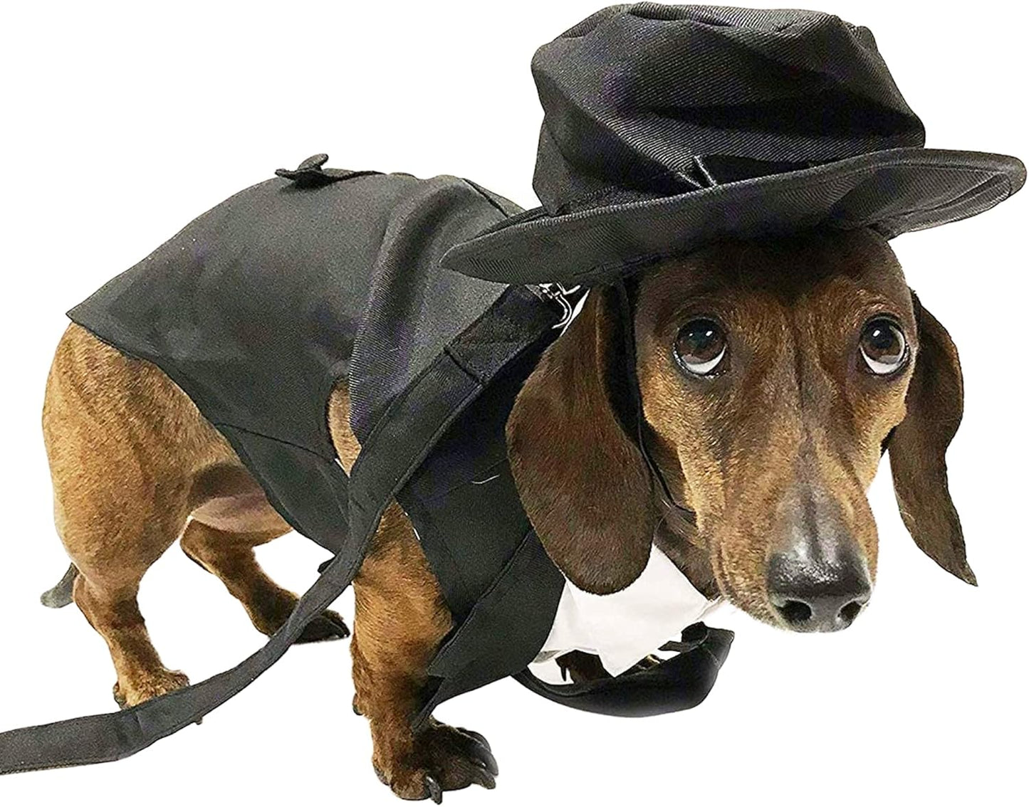 Midlee Dog Tuxedo Wedding Suit- Black Top Hat & Leash