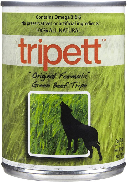 Tripett Grain-Free All Natural Dog Food, 13 oz cans, Pack of 12, Green Beef Tripe