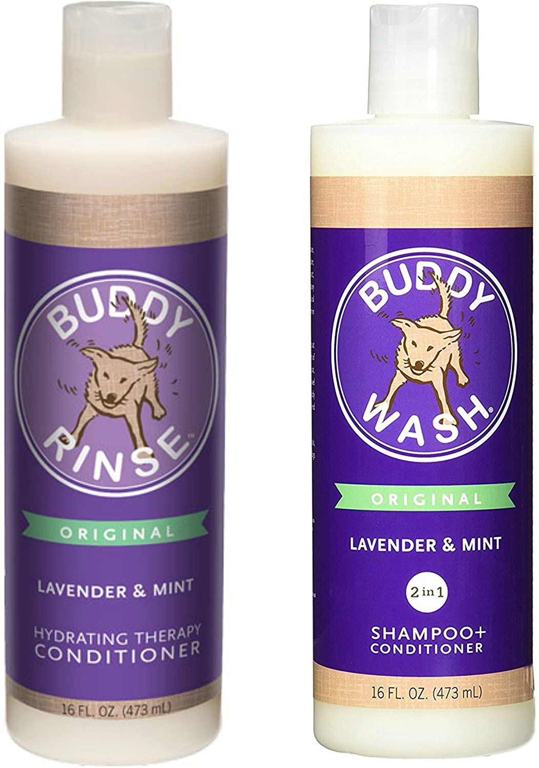 Cloud Star Shampoo and Conditioner Lavender & Mint Combo Pack for Dogs: (1) Buddy Wash 2 in 1 Shampoo + Conditioner and