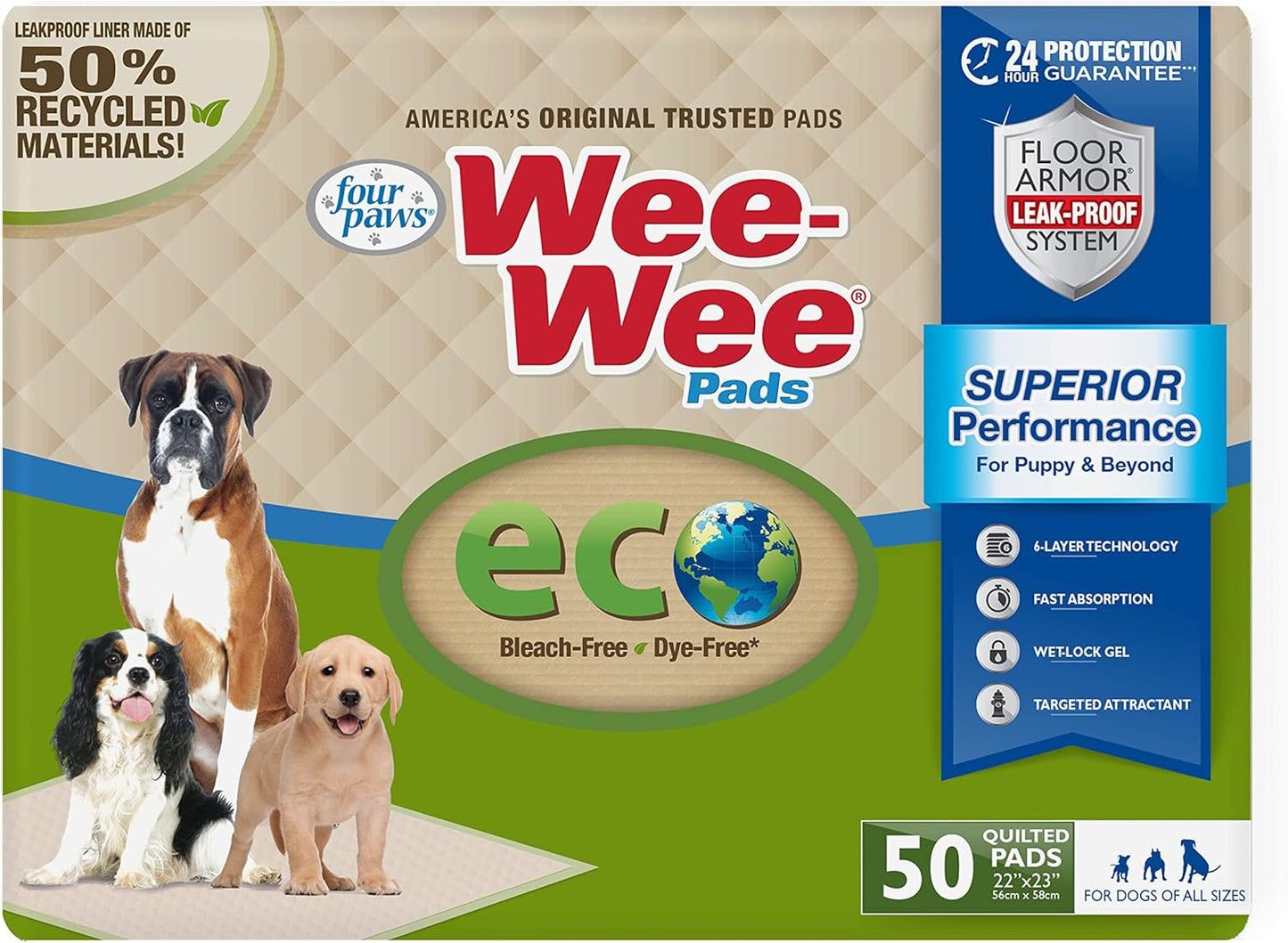 Four Paws Wee-Wee Pads - Eco-50 Pack