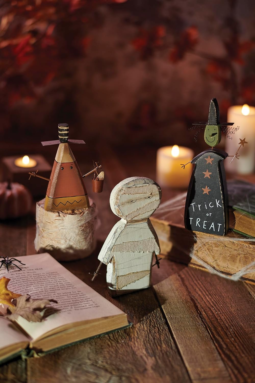 Primitives by Kathy Halloween 8" Chunky Sitter, Tricky Witch, Trick or Treat