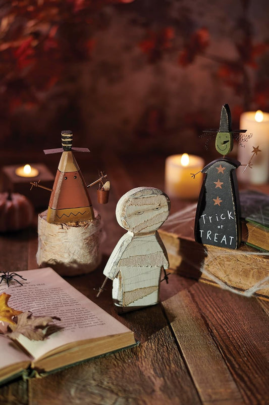 Primitives by Kathy Halloween 8" Chunky Sitter, Tricky Witch, Trick or Treat