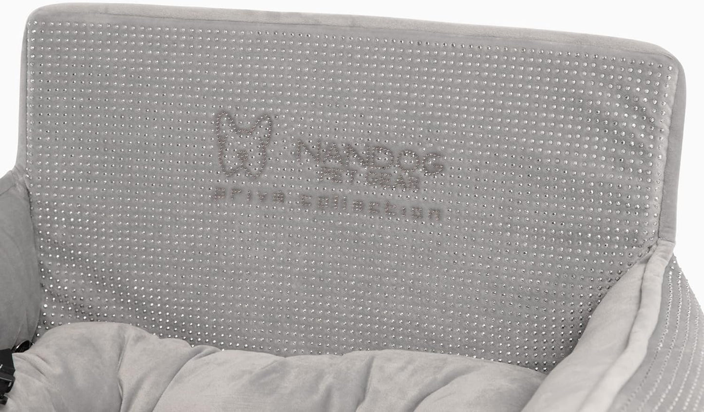 Nandog Pet Gear Luxury Quilted Bling Light Gray Dog Car Seat Bed - Large