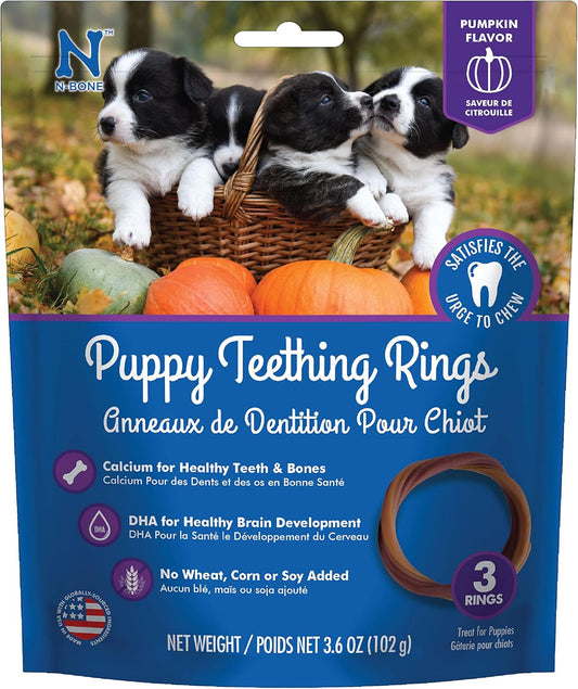 N-Bone Puppy Teething Ring - Pumpkin Flavor- 3 Rings