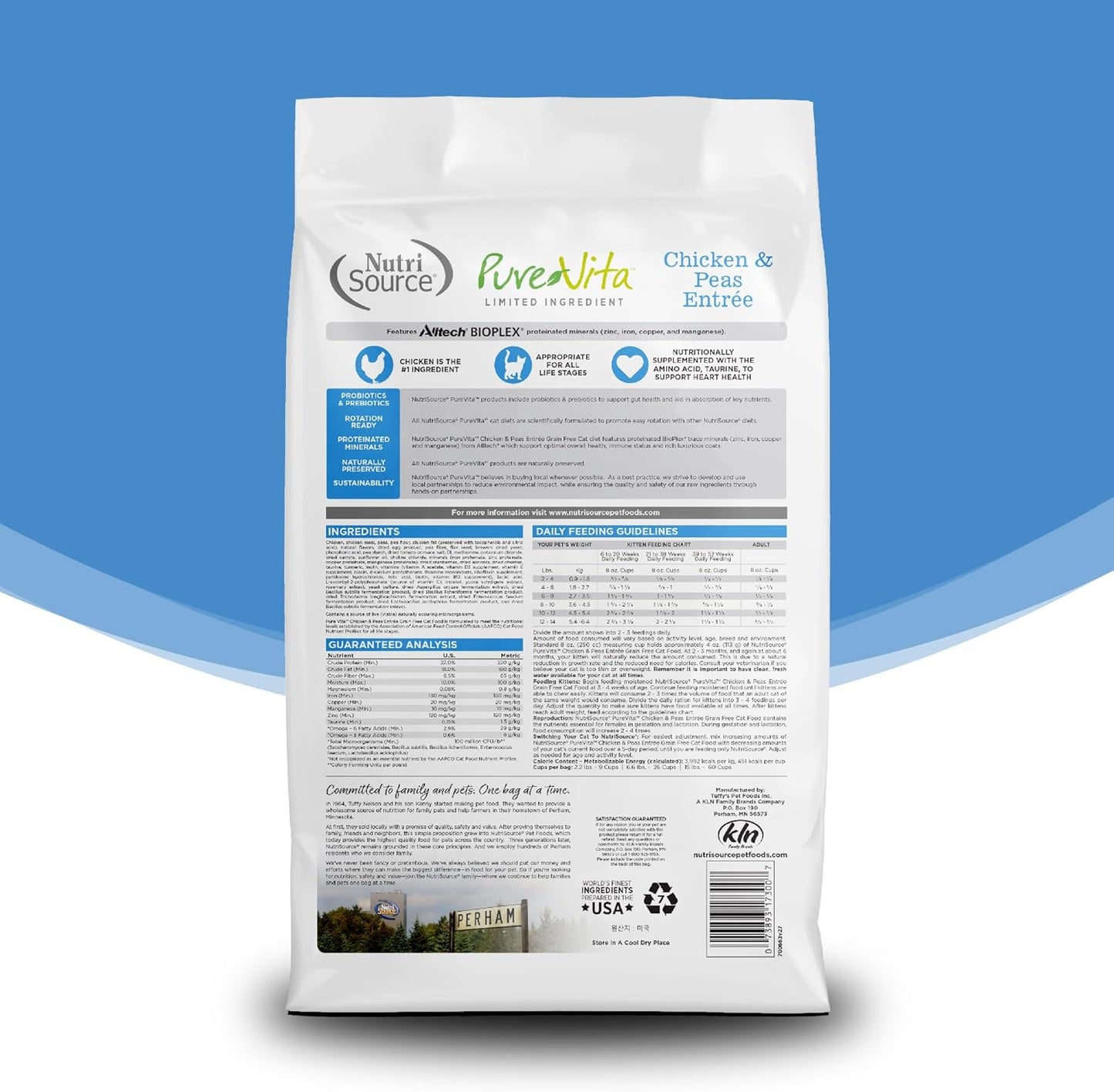 NutriSource PureVita Grain-Free Chicken and Peas Dry Cat Food - 6.6 lbs