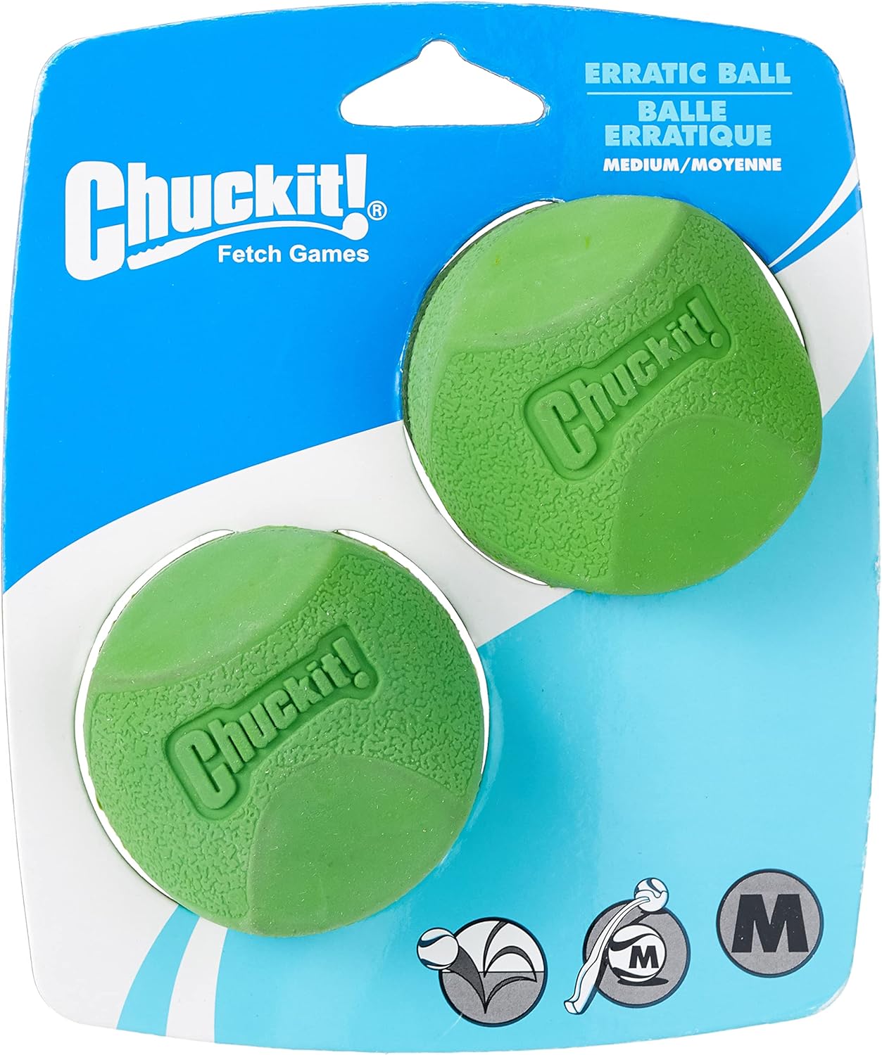 Chuckit Erratic Ball for Dogs- Medium (2.25" - 2 Pack)