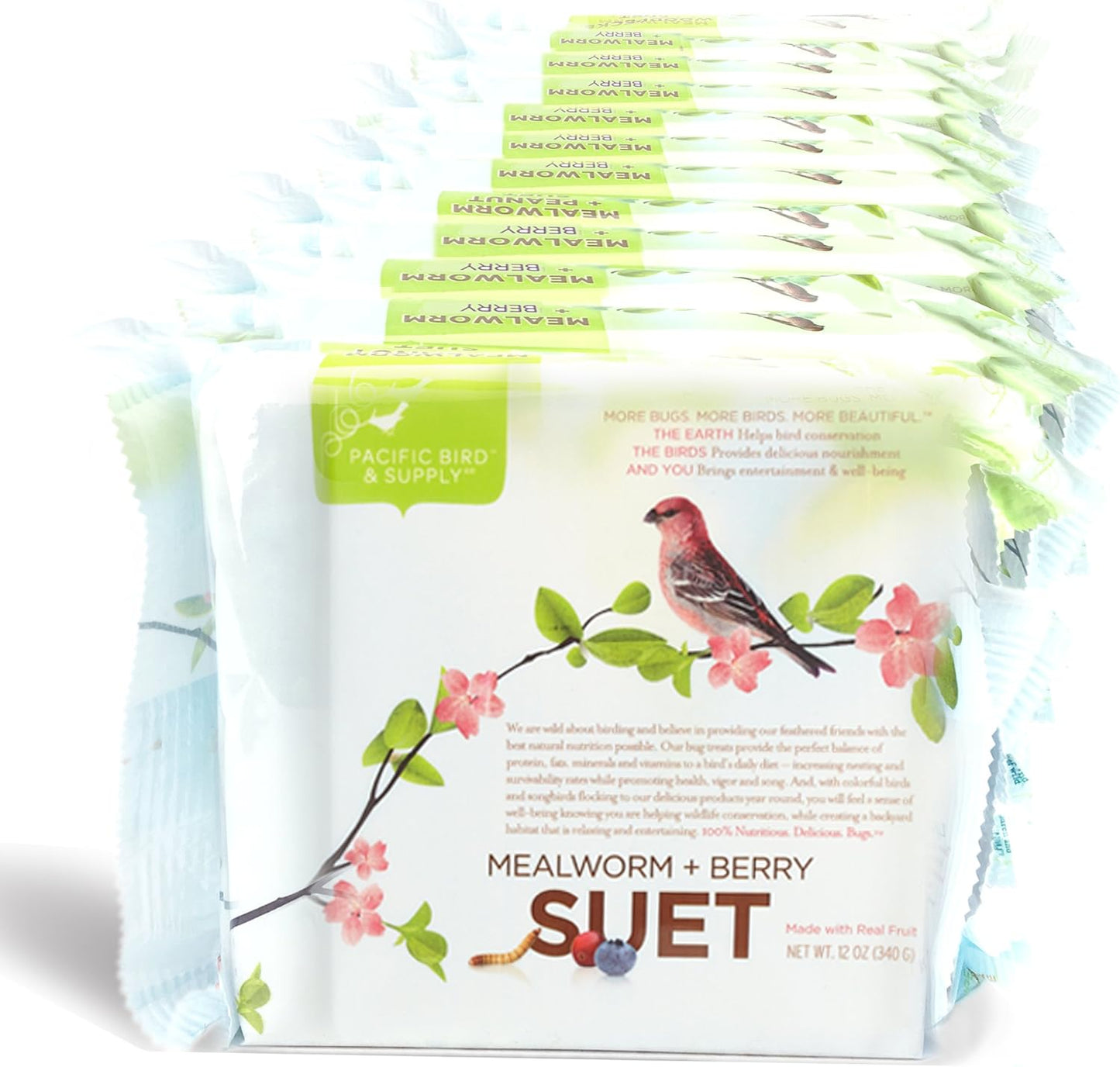 Pacific Bird & Supply Co Mealworm + Berry Suet Cakes  (Case of 12)