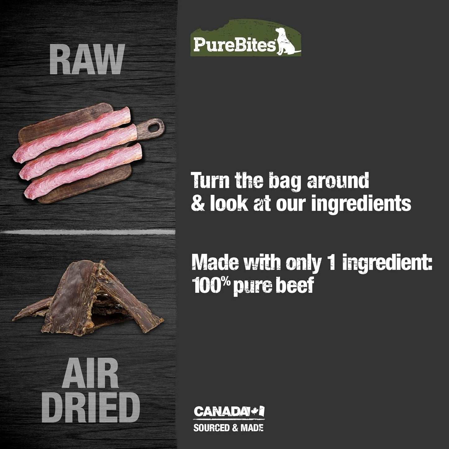 PureBites Beef Jerky Dog Treats, 1 Ingredient, 7.5oz
