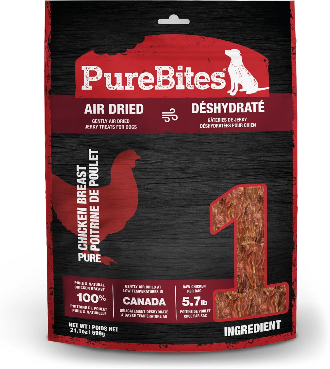 PureBites Chicken Jerky Dog Treats, 1 Ingredient, 21.1oz
