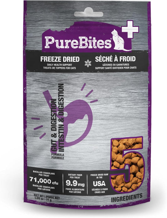 PureBites+ Freeze Dried Cat Treats 31g | Gut & Digestion | 5 Ingredients | Made in USA