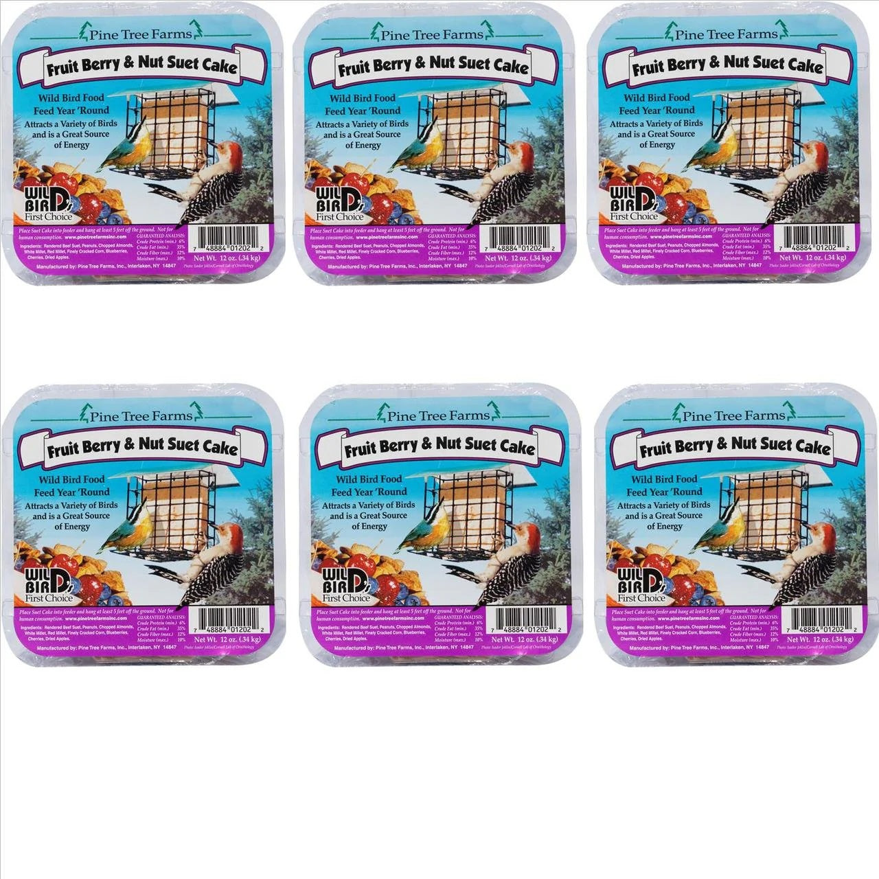 Pine Tree Farms Fruit Berry & Nut Suet Cake 12 oz.- 6pack