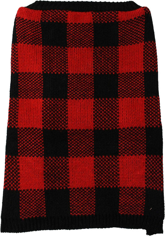 Midlee Red/Black Buffalo Check Dog Sweater Christmas Holiday Outfit (3XL)