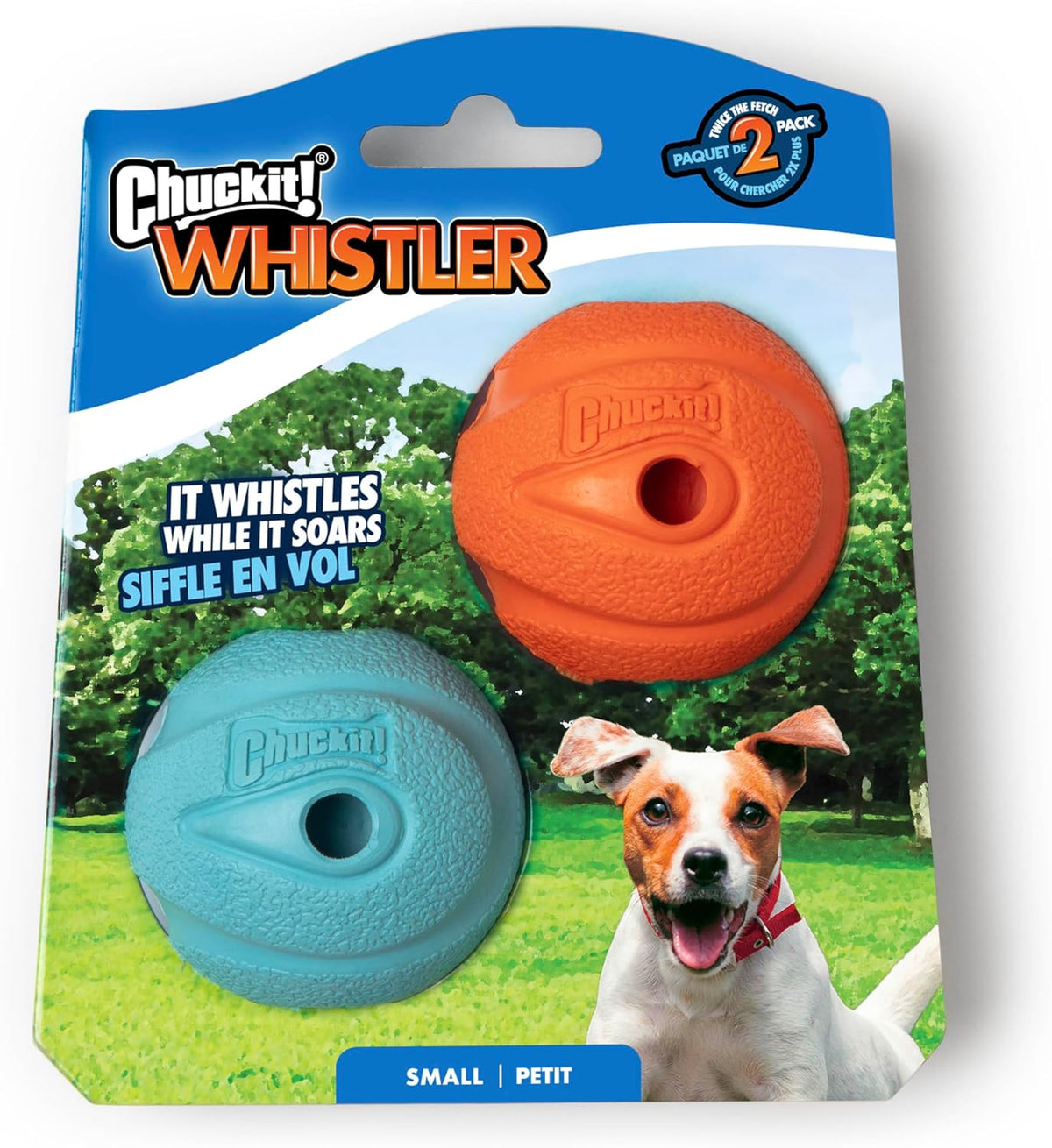 Chuckit! The Whistler Ball Dog Toy, Small (2 Inch Diameter) for Dogs 0-20 lbs