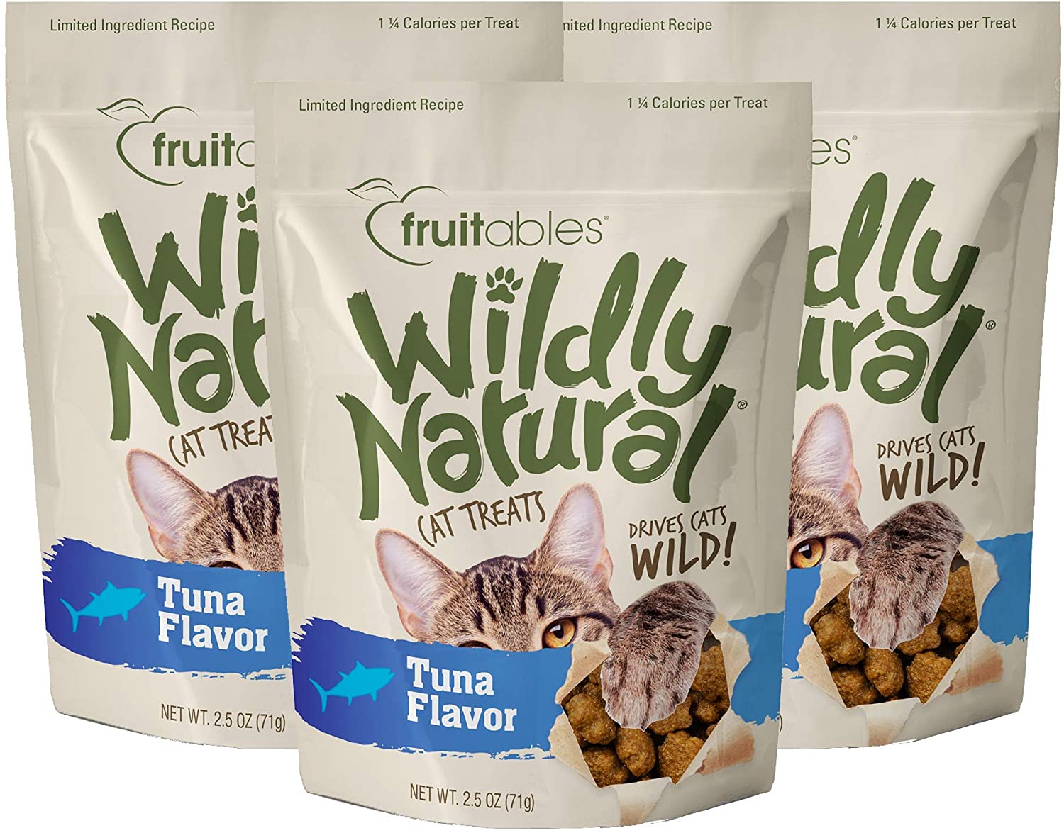 Fruitables Wildly Natural 2.5 Ounce Grain Free Tuna Treat for Cats Pack of 3
