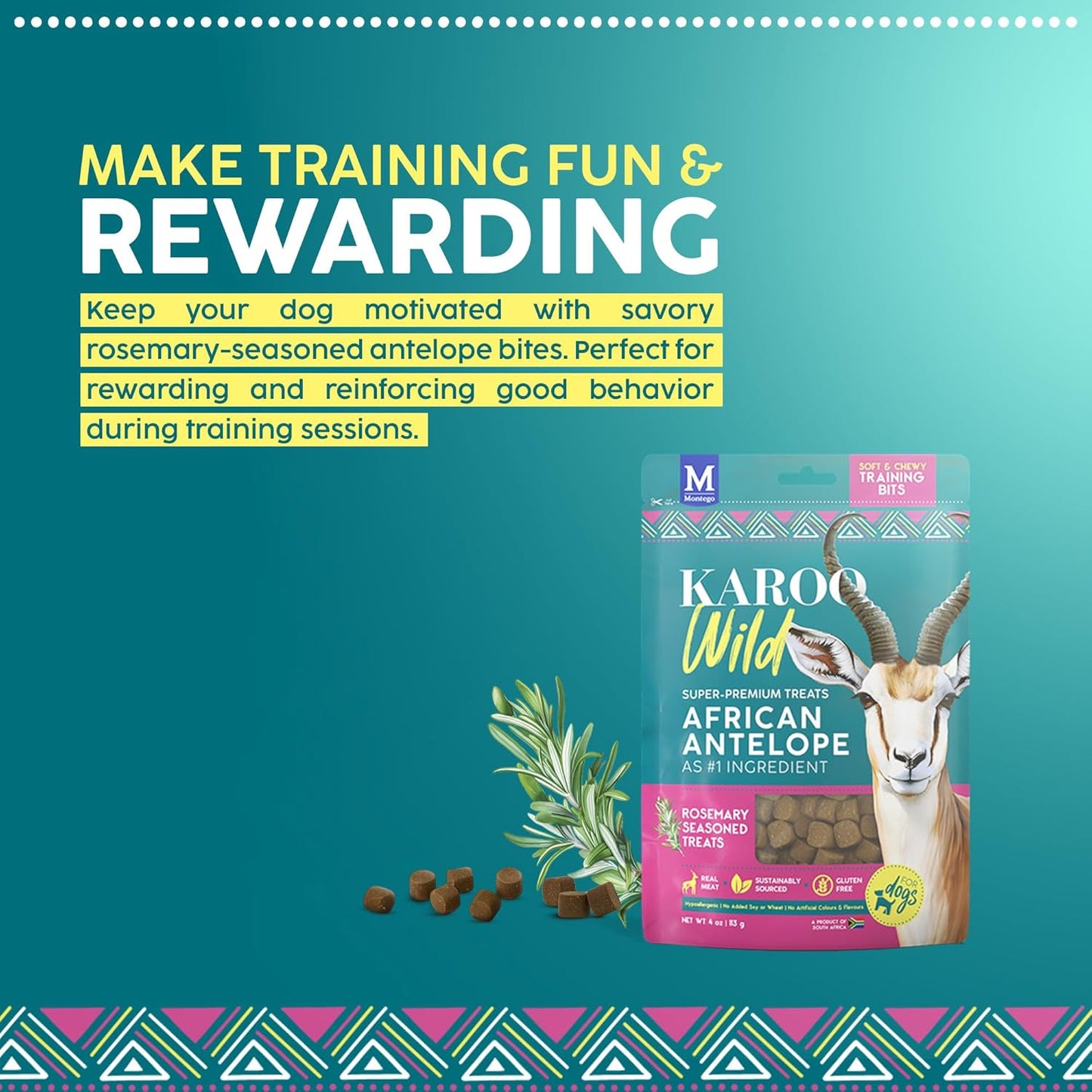Karoo Wild Training Bits Rosemary Seasoned Treats for Dogs – 4 oz