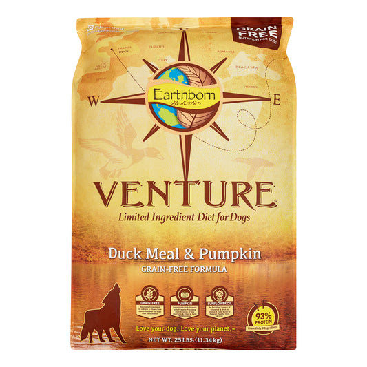 Earthborn Holistic Venture Duck Meal & Pumpkin Dry Dog Food - 25 lbs
