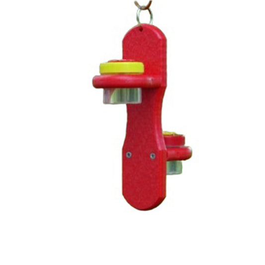 Nectar DOTS Red Double Hanging Hanging Hummingbird Feeders - 4 Ounce (Red and Yellow Flower)