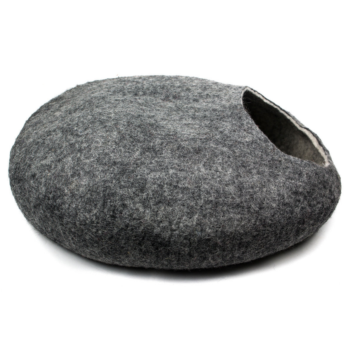 Yeti Pet Cave Pet Bed for Cats and Small Dogs, 100% New Zealand Wool, Gray