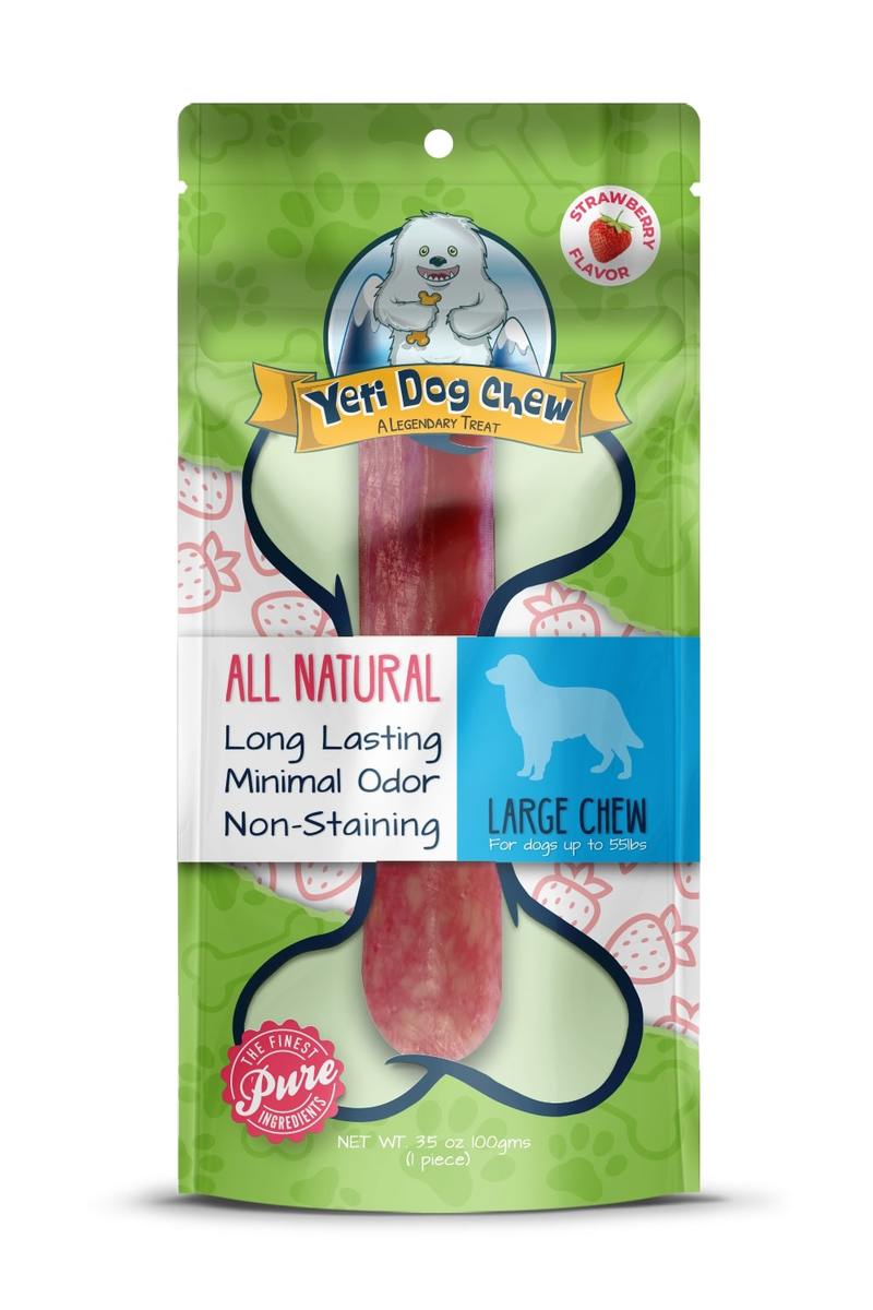 Yeti Dog Chew Strawberry Dog Chews Treats- Large, 3.5 oz