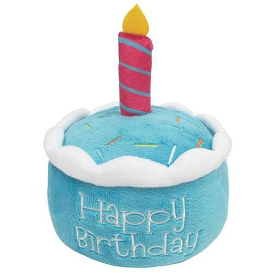 Birthday Cake Plush Toy with Hidden Squeaker (6") - ((Blue))