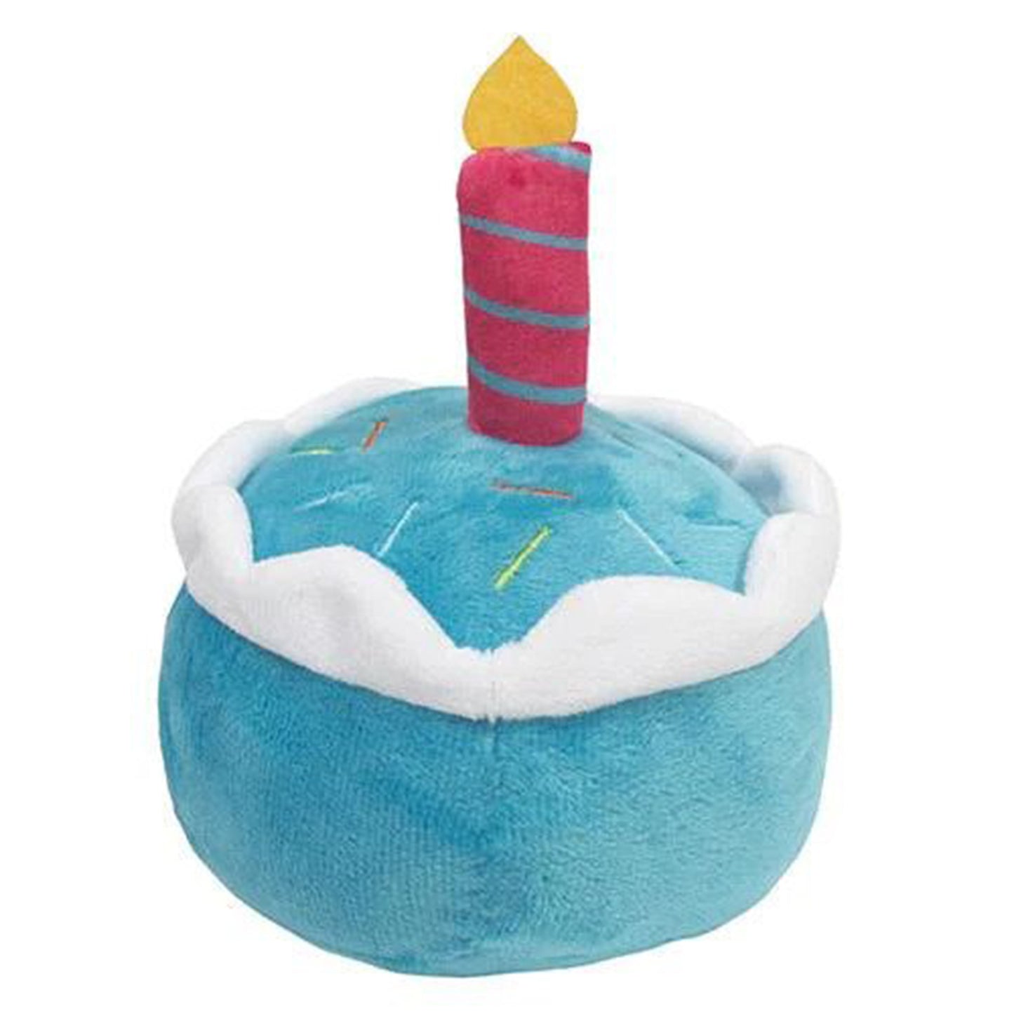 Birthday Cake Plush Toy with Hidden Squeaker (6") - ((Blue))