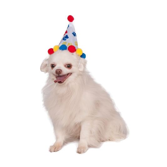 Rubie's Pet Birthday Hat, Medium to Large, Boy Paw Print