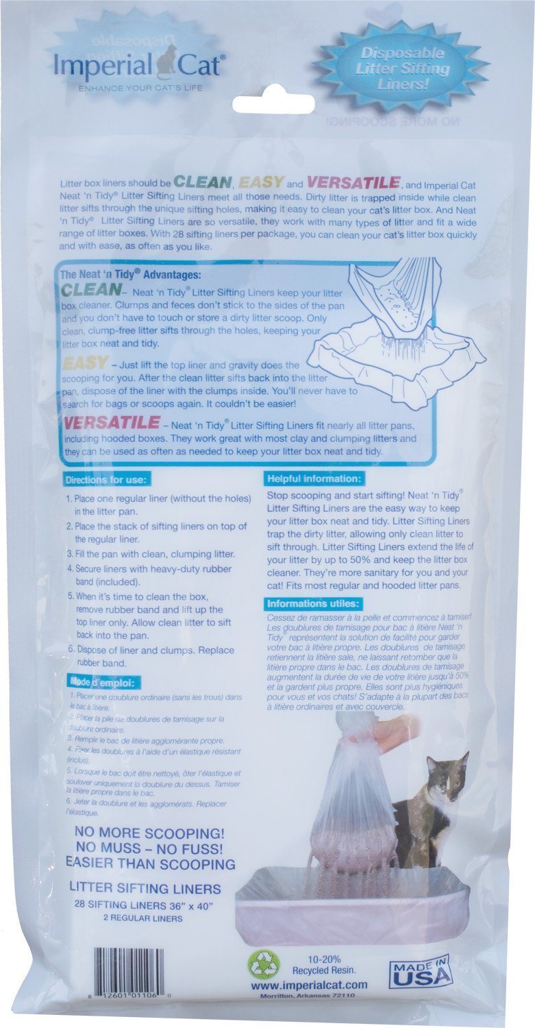 Imperial Cat Neat n' Clean, 28 Litter Sifting Liners, 36" x 40", 2 Regular liners