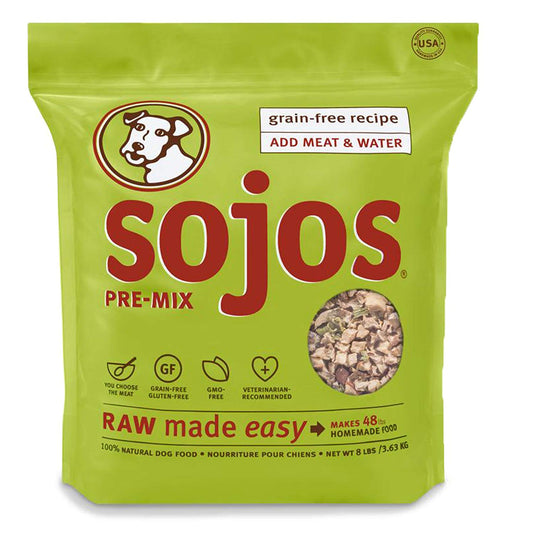 Sojos Pre-Mix Natural Grain Free Dry Raw Freeze Dried Dog Food, 8-Pound Bag