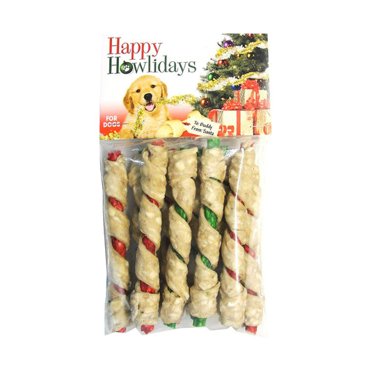 Pet Factory Happy Howlidays Christmas Munchy Mini Rolls Dog Chew 10pk 5"
