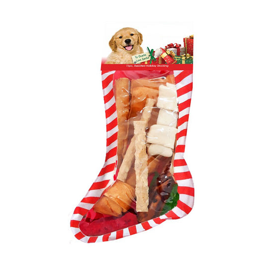 Pet Factory Holiday American Beefhide Rawhide Dog Stocking Assortment-11pc