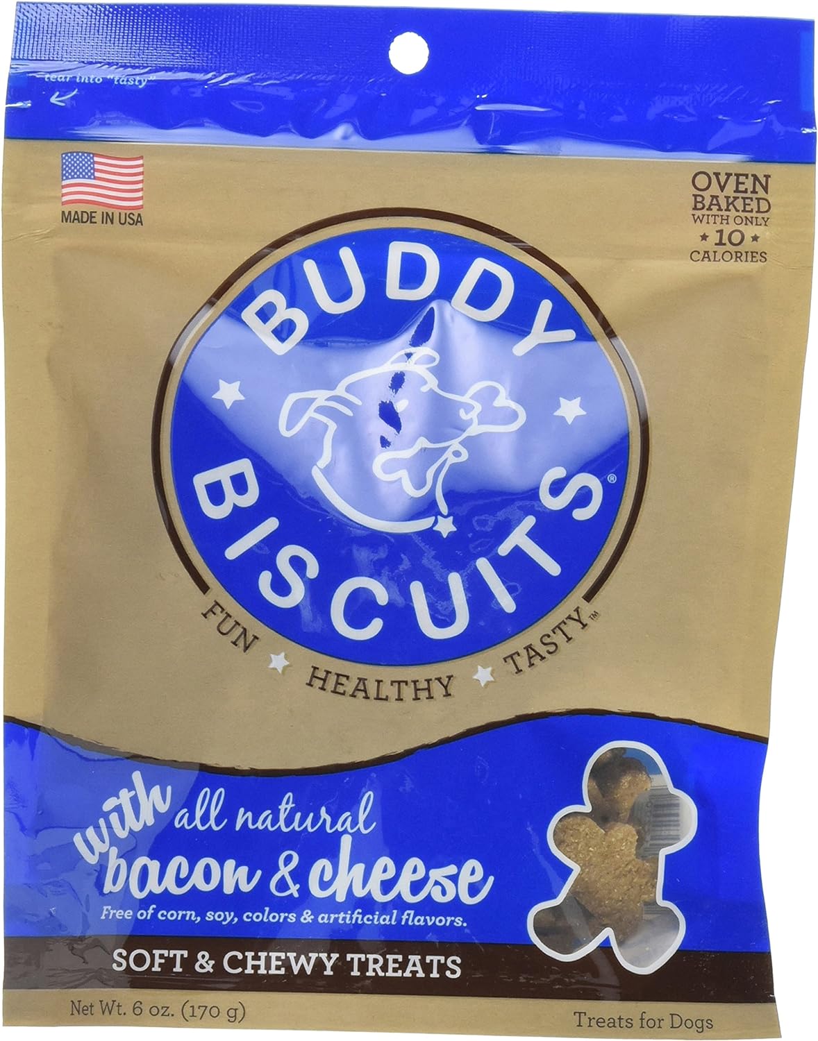 Cloud Star Buddy Biscuits Soft & Chewy Dog Treats Natural Bacon & Cheese-6 oz