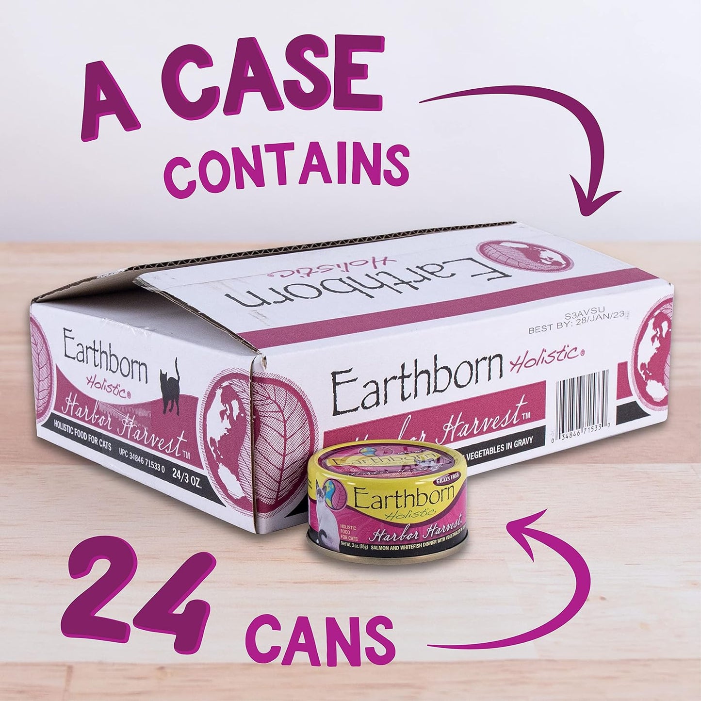 Earthborn Holistic Harbor Harvest Grain-Free Moist Canned Cat Food - (3 oz) Pack of 24